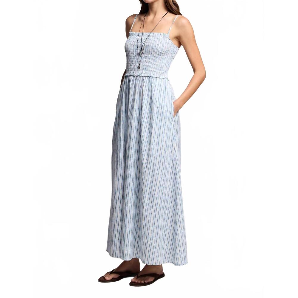 NEW VELVET BY GRAHAM & SPENCER senara watercolor stripe smocked maxi dress in sk - Picture 4 of 7